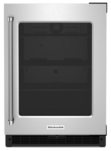 [KURR214KSB] KitchenAid KURR214KSB 24 inch Undercounter Compact Refrigerator with 5.2 cu. ft. Capacity, Glass Door, Motion-Activated LED Lighting and Automatic Defrost in Stainless Steel