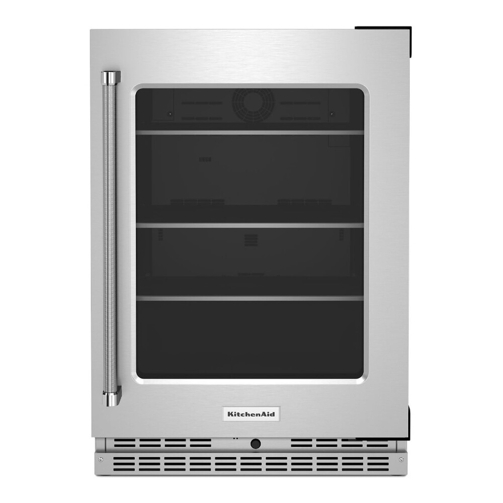 KitchenAid KUR314K 24 inch Undercounter Compact Refrigerator with 5.2 cu. ft. Capacity, Glass Door, Motion-Activated LED Lighting and Automatic Defrost