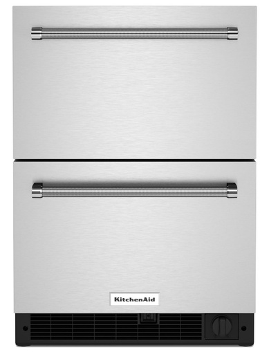 KitchenAid KUDF204K 24 inch Undercounter Double-Drawer Refrigerator/Freezer with 4.3 Cu. Ft. Capacity and LED Interior Lighting 