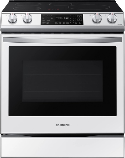 [NE63BB861112] Samsung NE63BB861112 30 inch Bespoke Smart Slide-In Induction Range with 4 Elements, 6.3 cu. ft. Oven Capacity, Air Fry, and Convection+ Oven, in White Glass